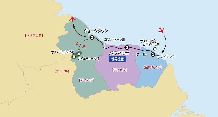 コロンビア・ガイアナ・スリナム・仏領ギアナ地図pc