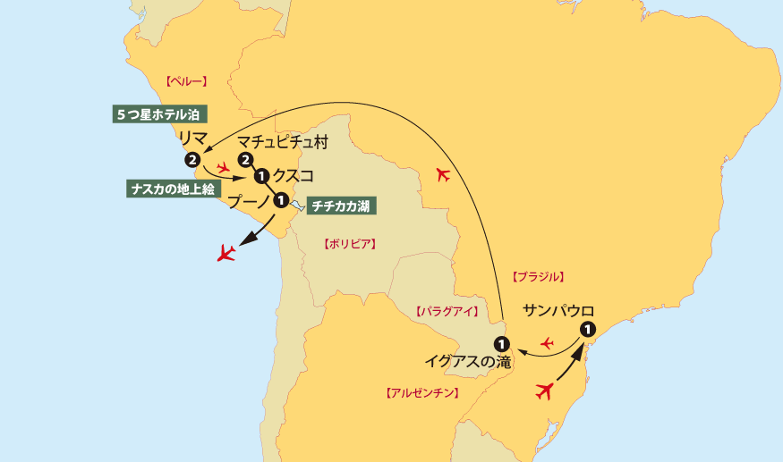 イグアスマチュピチュナスカ地図
