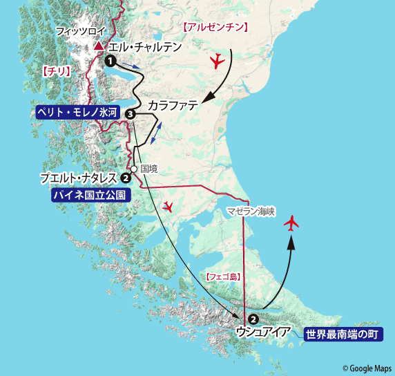 パタゴニア14日間地図sp