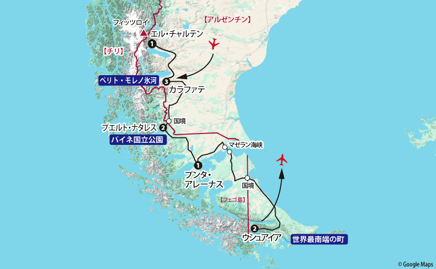 パタゴニア14日間地図pc