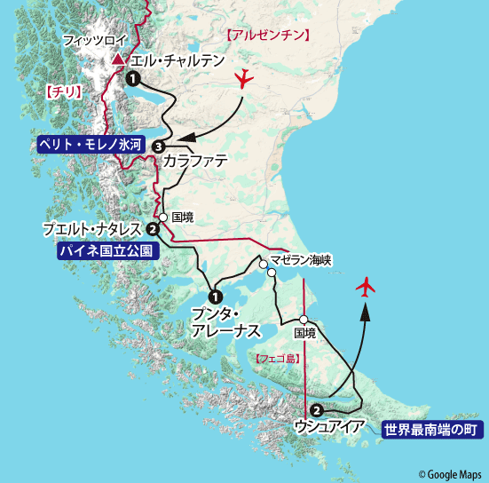 パタゴニア14日間地図sp