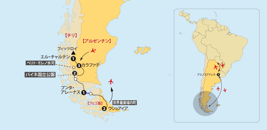 パタゴニア14日間地図pc