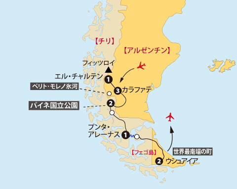 パタゴニア14日間地図sp