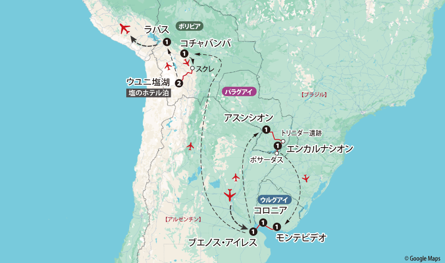 ウルグアイ・パラグアイ・ボリビア地図pc