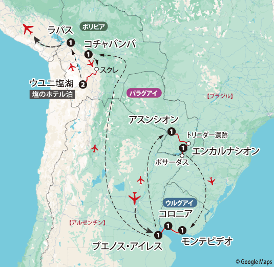 ウルグアイ・パラグアイ・ボリビア地図pc