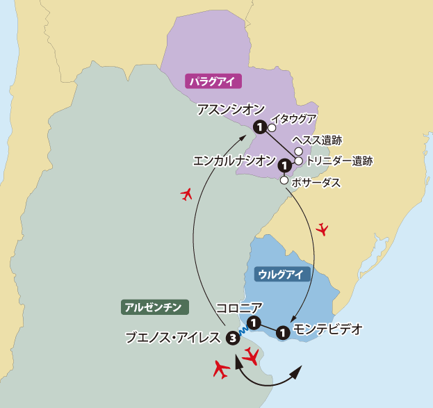 ウルグアイ・パラグアイ・ブエノスアイレス地図pc
