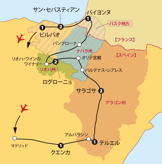 アラゴンナバーラリオハ地図sp