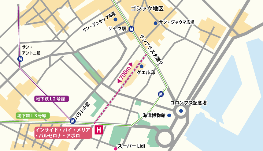 バルセロナホテル周辺地図