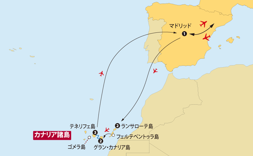 カナリア諸島10日間地図