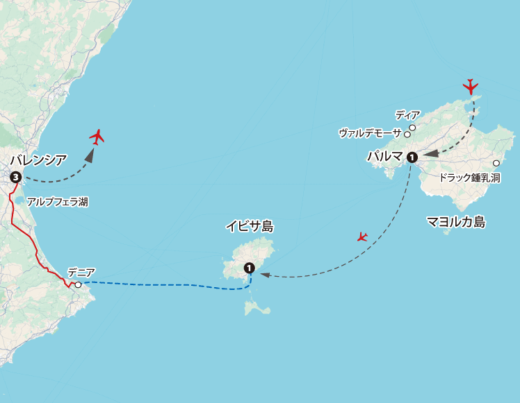マヨルカイビサ東スペイン地図sp