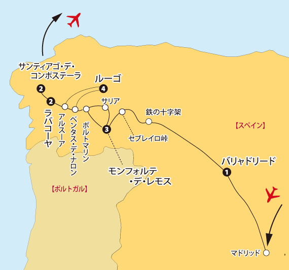 サンティアゴ巡礼路地図
