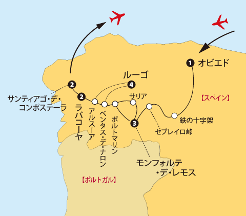 サンティアゴ巡礼路地図