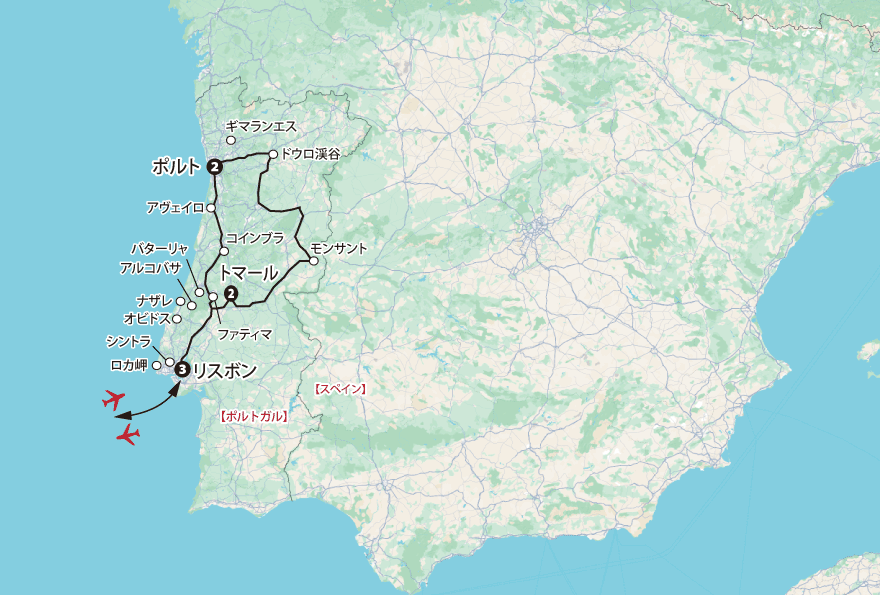 春のポルトガル旅情11日間地図pc
