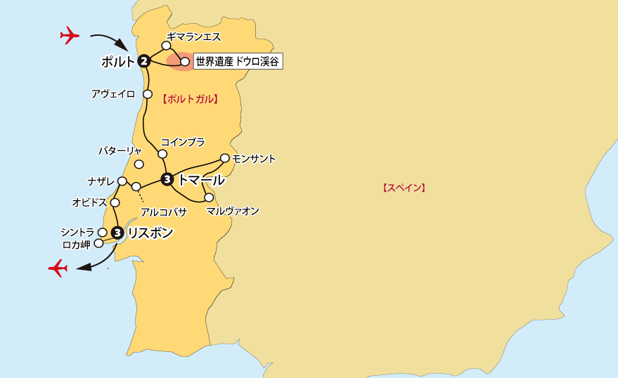 春のポルトガル旅情11日間地図pc