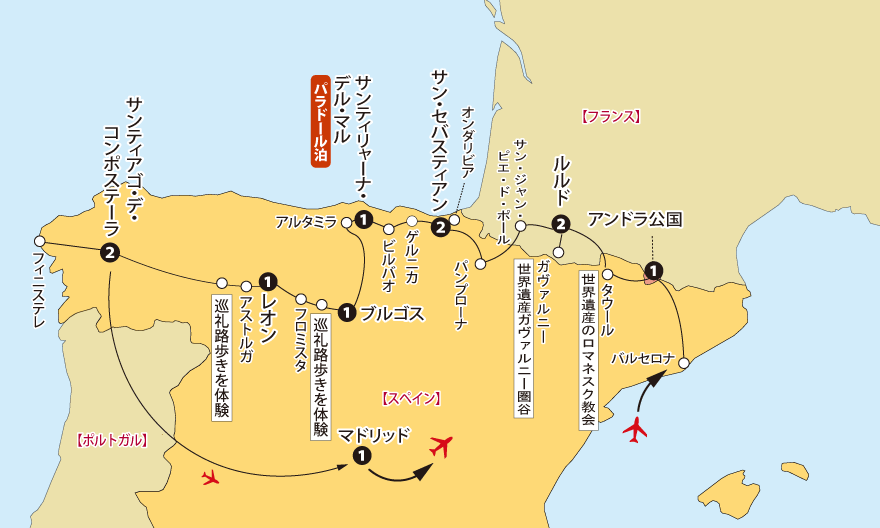 ピレネーサンチャゴ地図sp