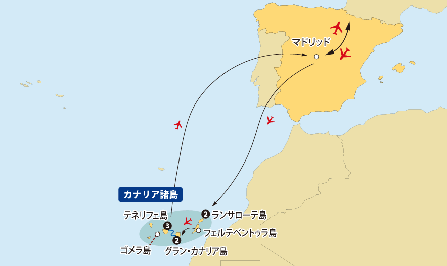 カナリア諸島10日間地図