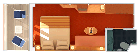 海側バルコニー客室フロアプラン