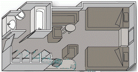 海側バルコニー客室フロアプラン